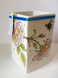 Wide Square Ceramic Vase by Jenny Bell