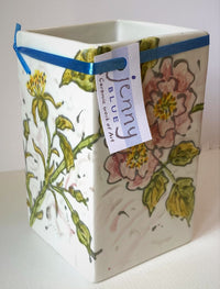 Wide Square Ceramic Vase by Jenny Bell
