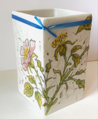 Wide Square Ceramic Vase by Jenny Bell