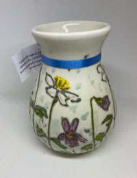 Small Hand - Painted Ceramic Bud Vase by Jenny Bell  Media 1 of 4
