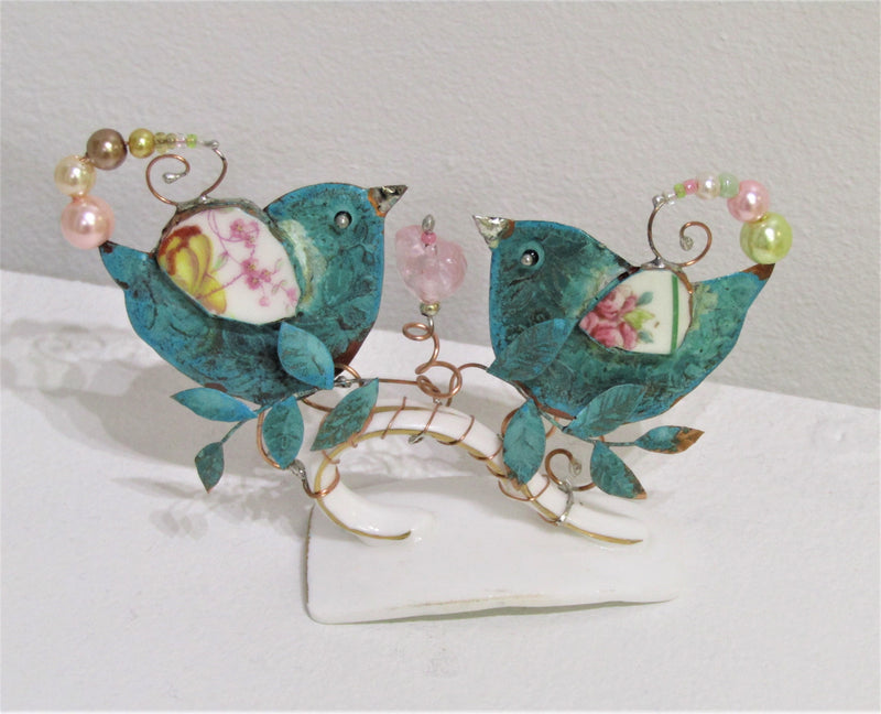 Lovebirds assemblage by Linda Lovatt