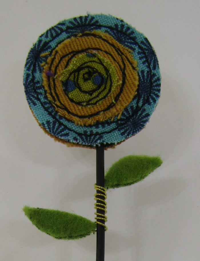 Mustard and Blue Single Poppy by Catherine Bell