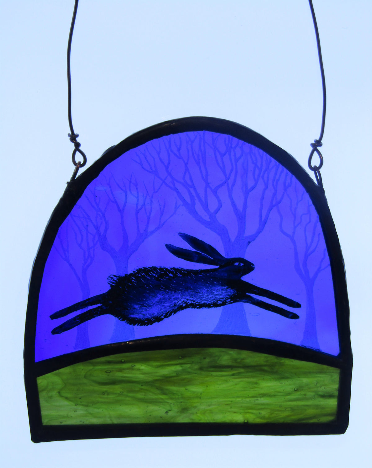 'Running Hare & Misty Trees' - Glass by Debra Eden