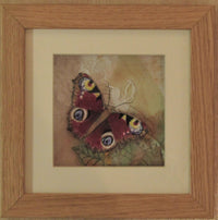 Framed Textile Peacock Butterfly by Vikki Lafford Garside