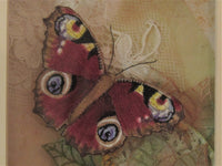 Framed Textile Peacock Butterfly by Vikki Lafford Garside