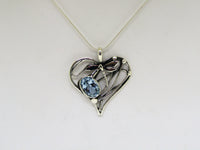Heart Dragonfly Pendant in Sterling Silver with Blue Topaz by Madeleine Blaine