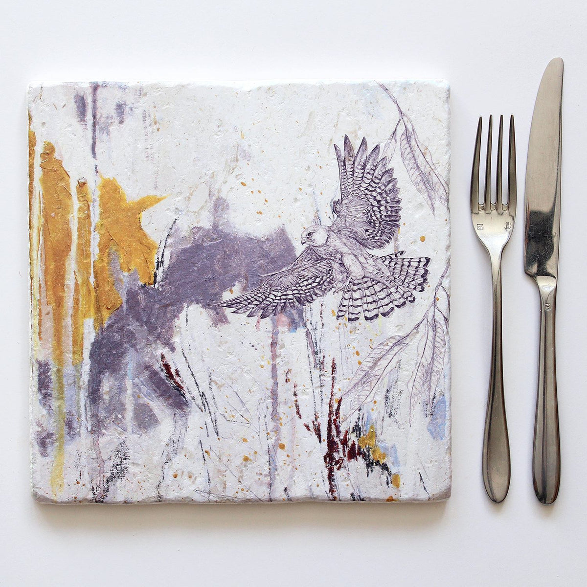 Red Footed Falcon Stone Place Mat by Sky Siouki