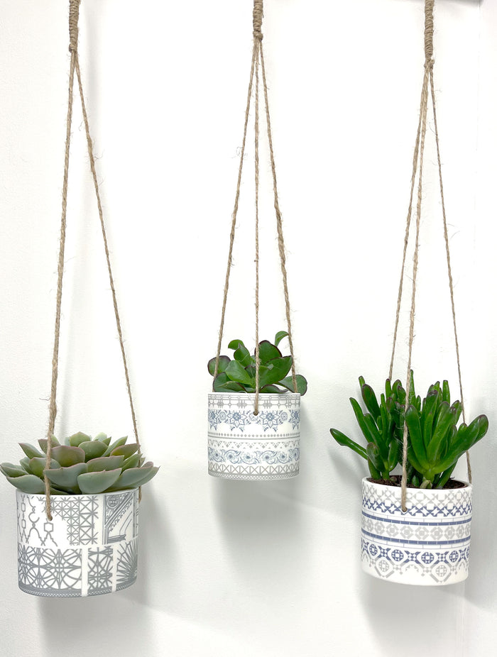 Grey Architecture  Hanging Planter Pot