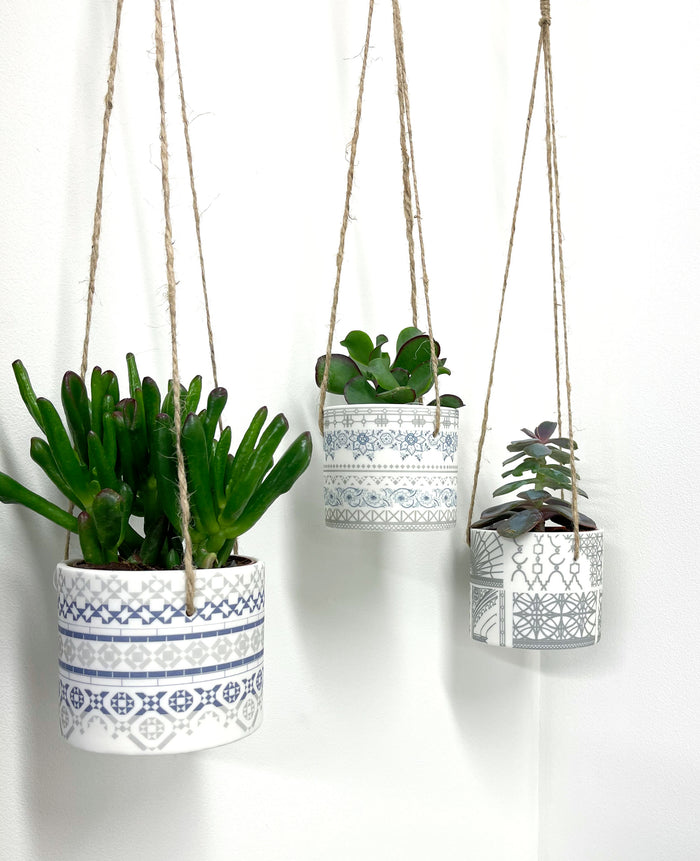 Grey Architecture  Hanging Planter Pot