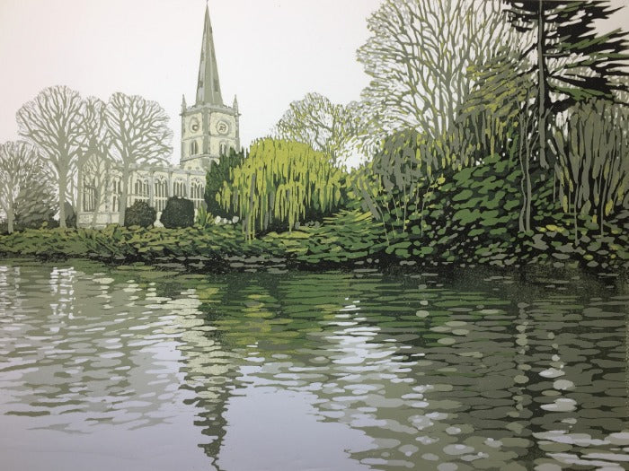 "Stratford Reflections" Limited Edition Reduction Linocut Print by Alexandra Buckle