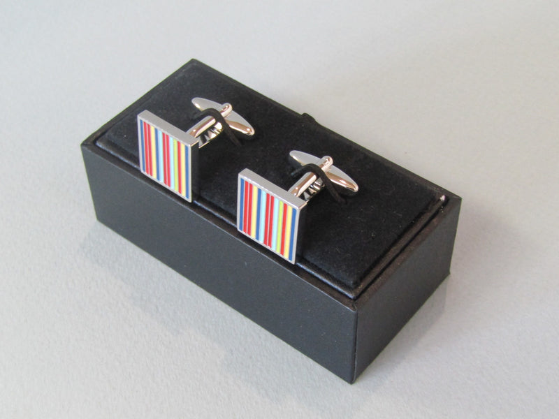 Stripy pewter cufflinks