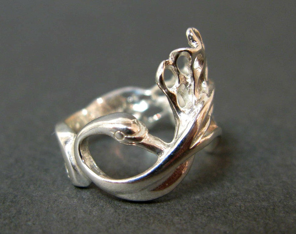 Single Swan Small Ring - Sterling Silver Jewellery by Elena Brennan