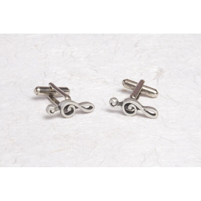 treble clef cufflinks pewter metal