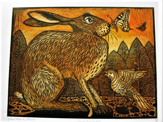 Woodcut of the Unexpected Guest by Ian MacCulloch