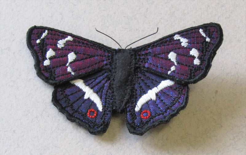 Purple Emperor Butterfly, Embroidered Brooch