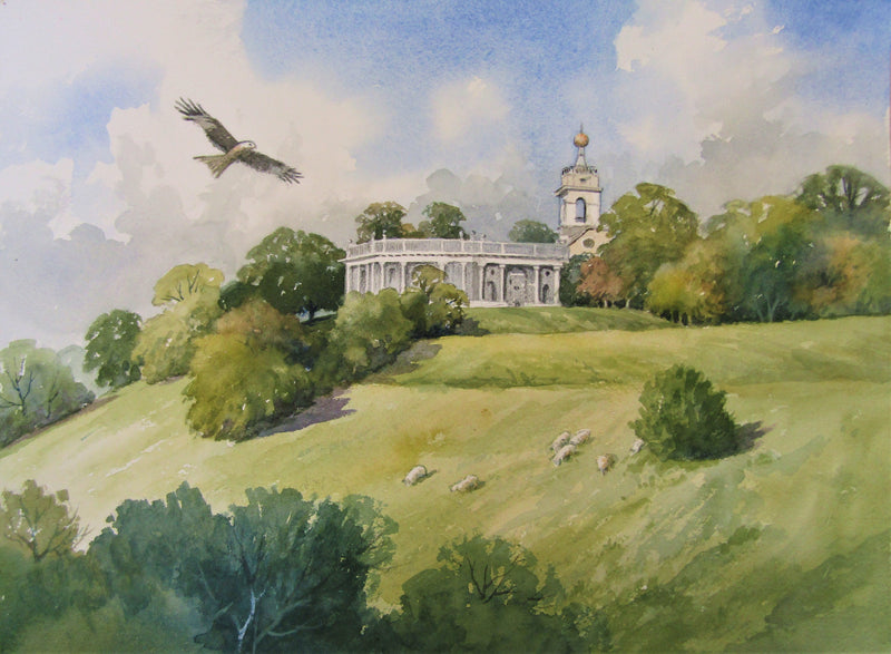 'West Wycombe Mausoleum' - watercolour by Colin Tuffrey