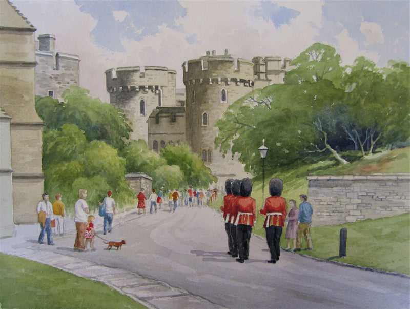 'Windsor Castle and Soldiers' - watercolour by Colin Tuffrey