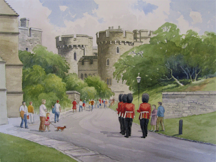 'Windsor Castle and Soldiers' - watercolour by Colin Tuffrey