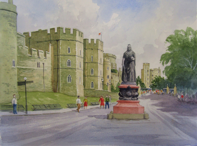 'Windsor, Queen Victoria Statue' - watercolour by Colin Tuffrey