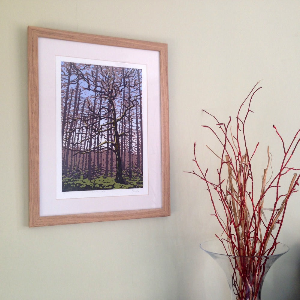 "Winter Oak" Limited Edition Reduction Linocut Print by Alexandra Buckle